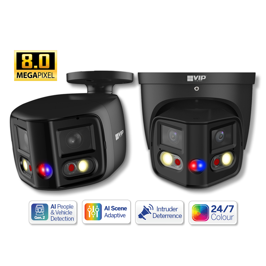 VIP Vision 8MP 180 Degree Active Deterrence CCTV Cameras