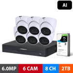 G-Series: 6 Camera 6.0MP AI Surveillance Kit (2TB)