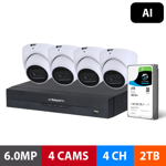 G-Series: 4 Camera 6.0MP AI Surveillance Kit (2TB)